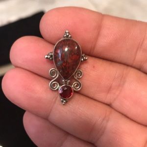Deep garnet and stone earrings